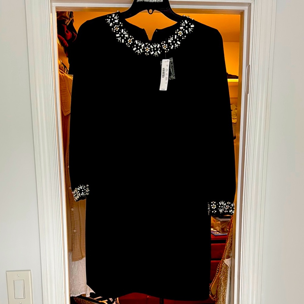 J.Crew Black Embellished Sheath Dress